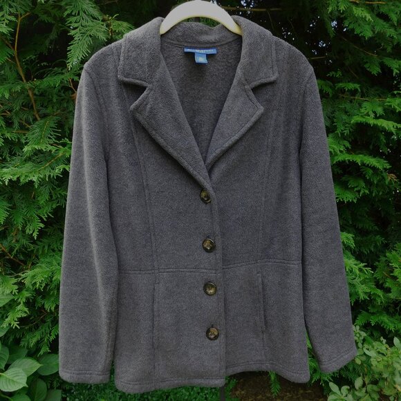 Karen Scott Jackets & Blazers - Karen Scott Sport Soft Rayon-Blend Fleece Blazer (S)